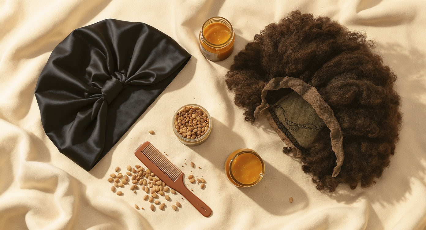 Perruques et tissages sur cheveux afro : pose, entretien et protection de nuit