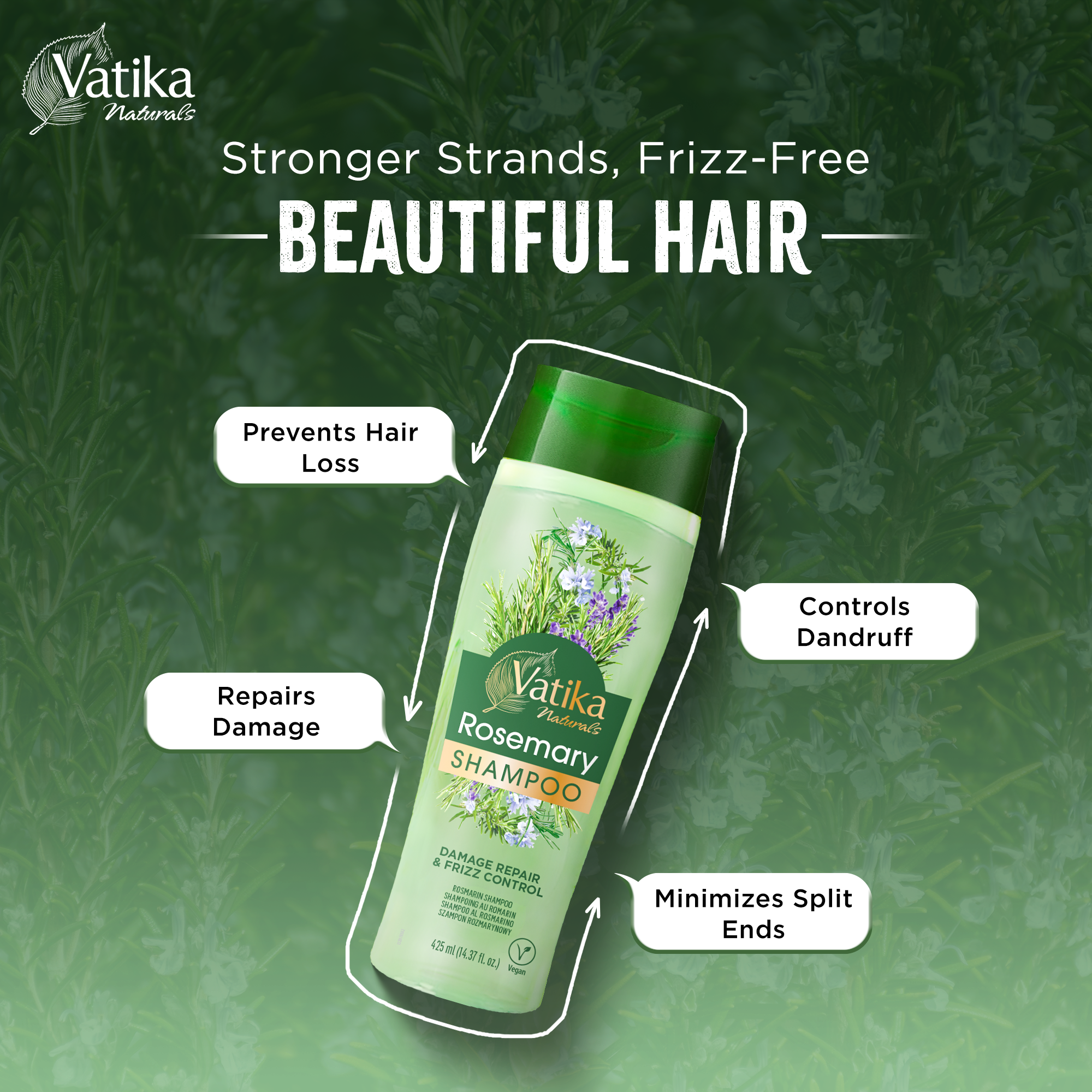 Shampoing Au Romarin 425ml - VATIKA