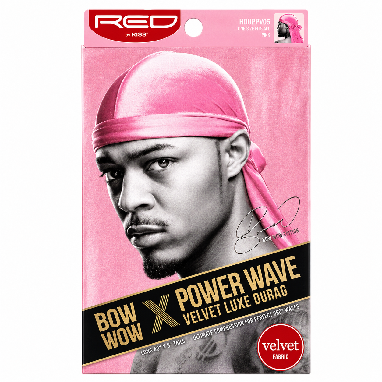 Bonnet Velvet Luxe Durag Pink - RED BY KISS