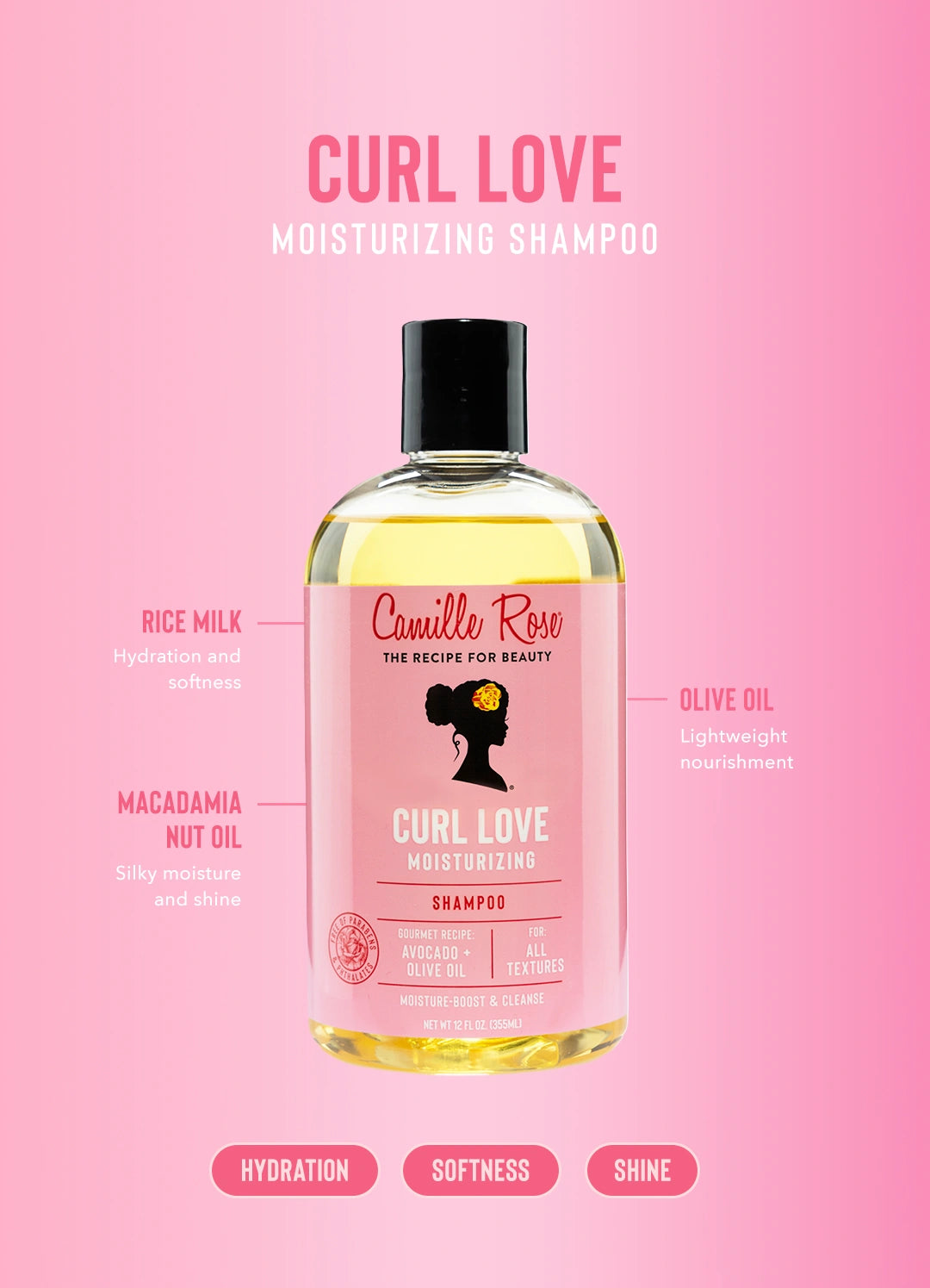Shampoing Hydratant CURL LOVE 355ml - CAMILLE ROSE