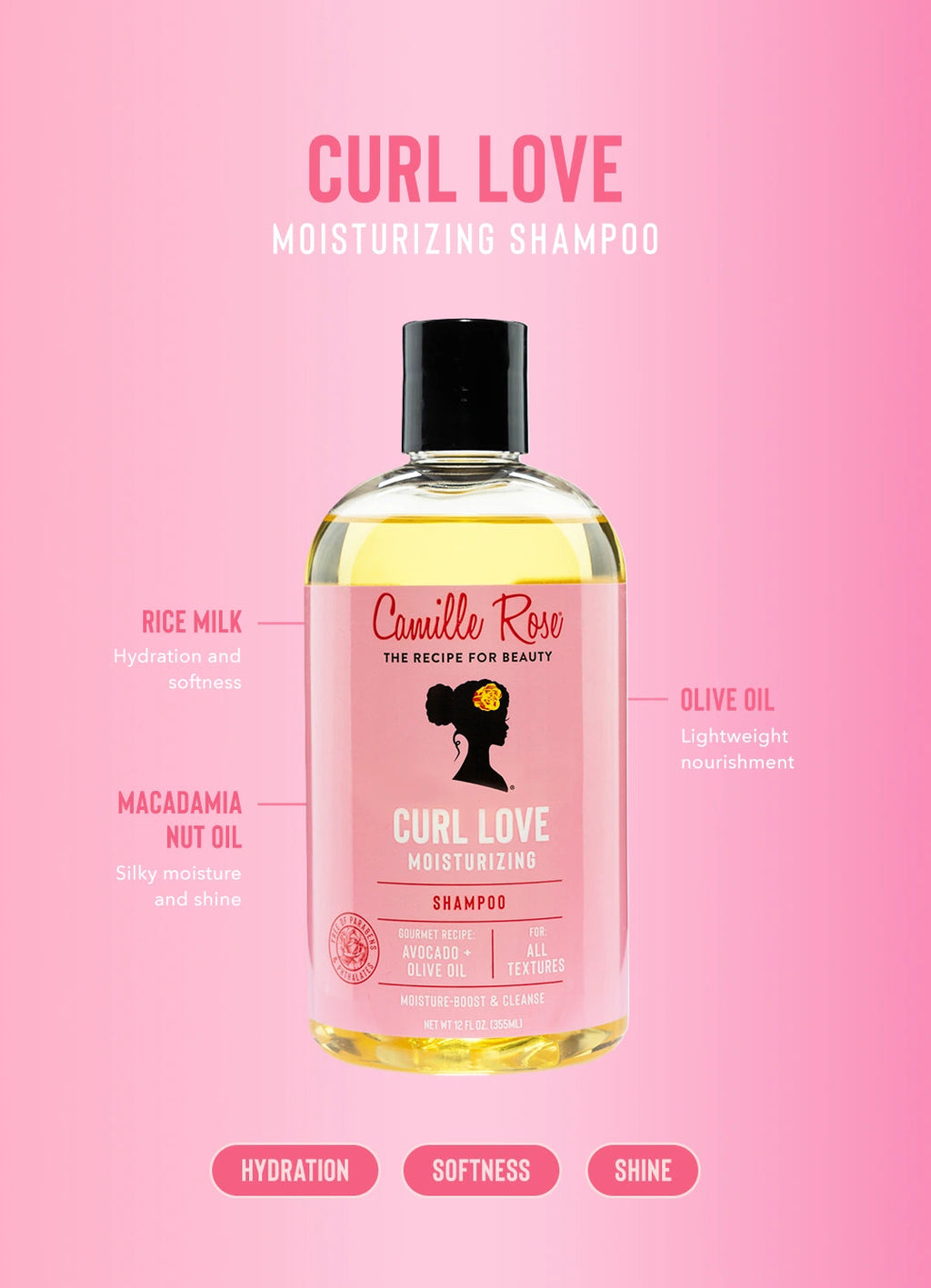 Shampoing Hydratant CURL LOVE 355ml - CAMILLE ROSE