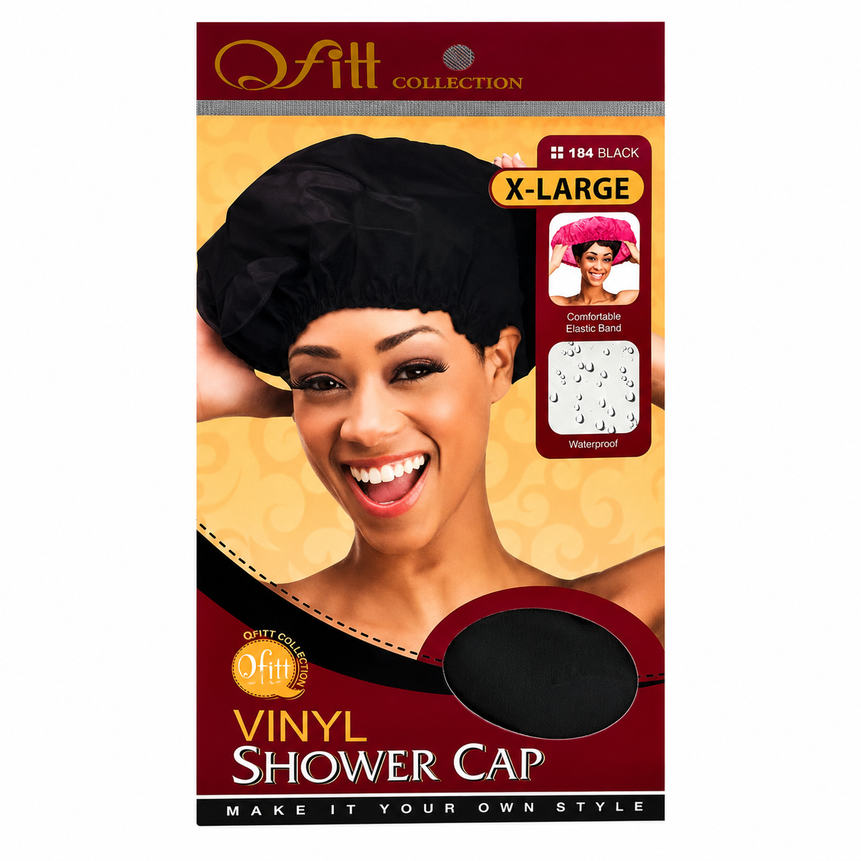 Bonnet Douche Vinyl Shower Cap Black - QFITT