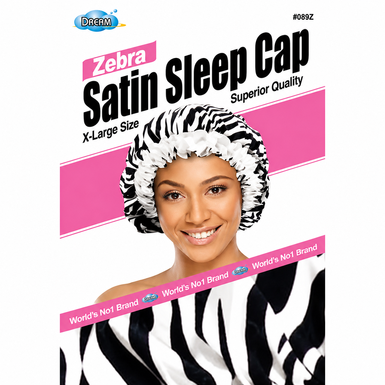 Bonnet Satin Sleep Cap Zebra - DREAM WORLD