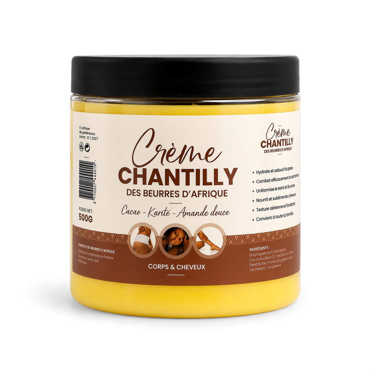 Creme Chantilly Cacao/Karité/Amande Douce 500ml - COMME GRAND MERE
