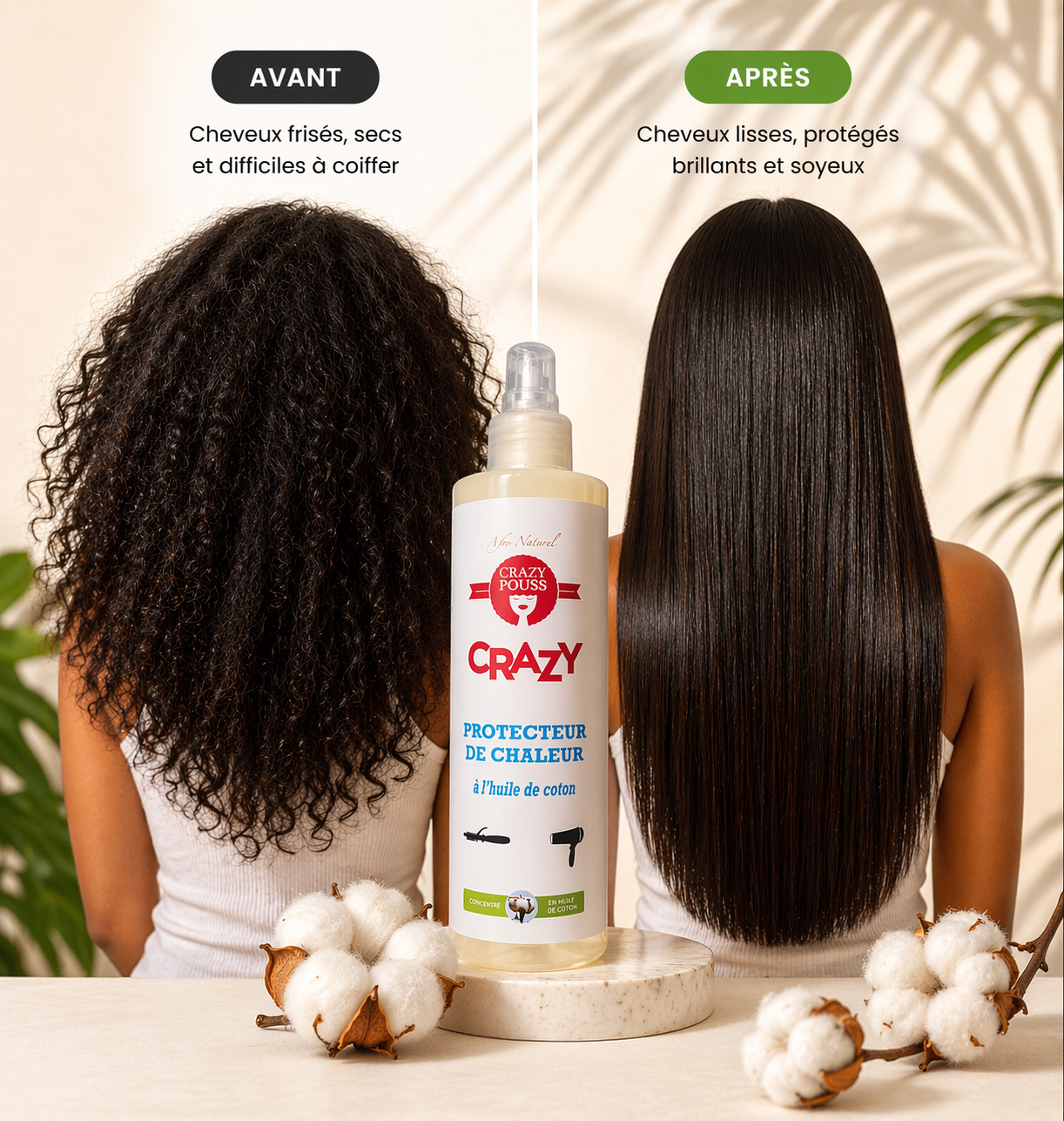 Protecteur de Chaleur à l'huile de Coton 250ml - CRAZY POUSS