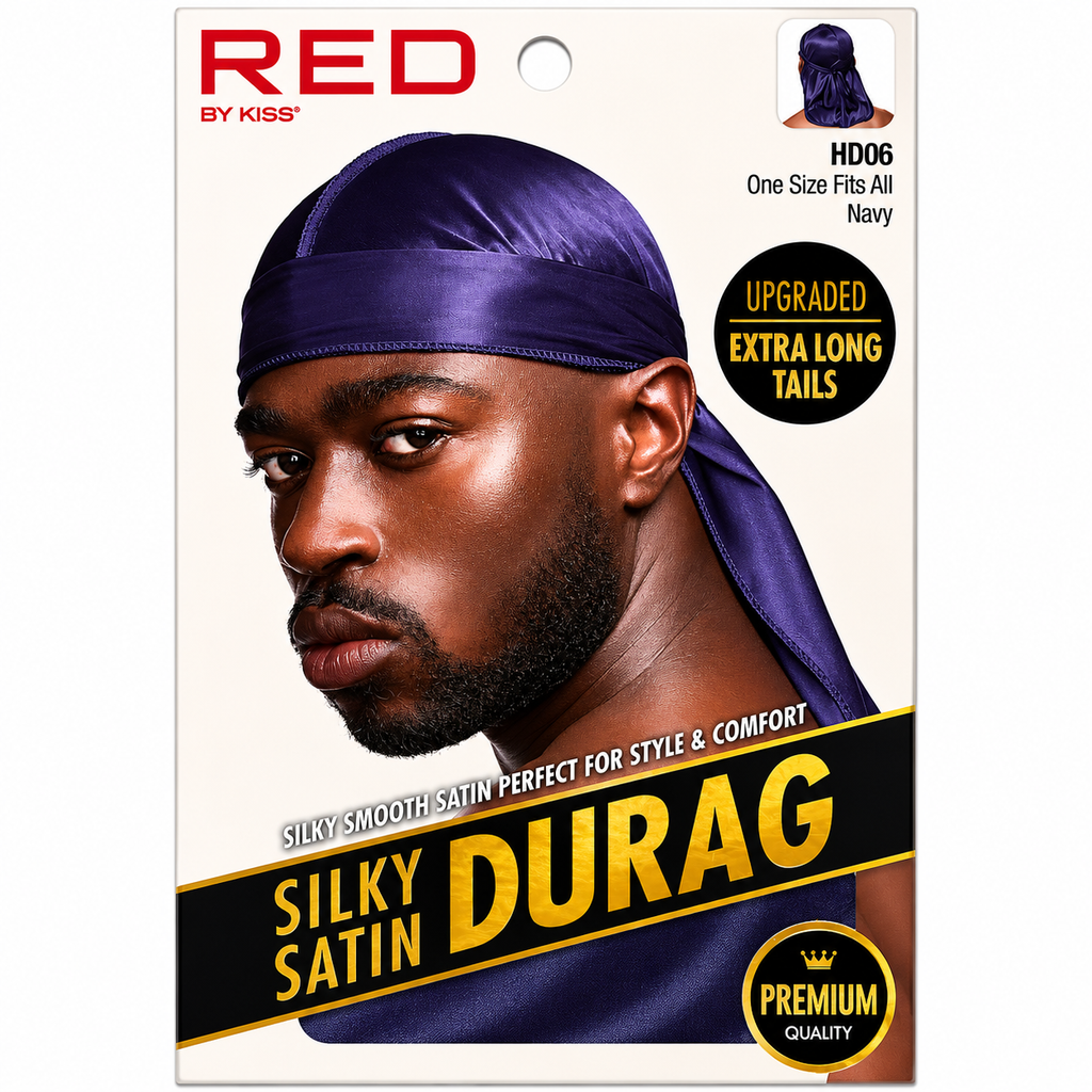 Bonnet Silky Satin Durag Navy - RED BY KISS
