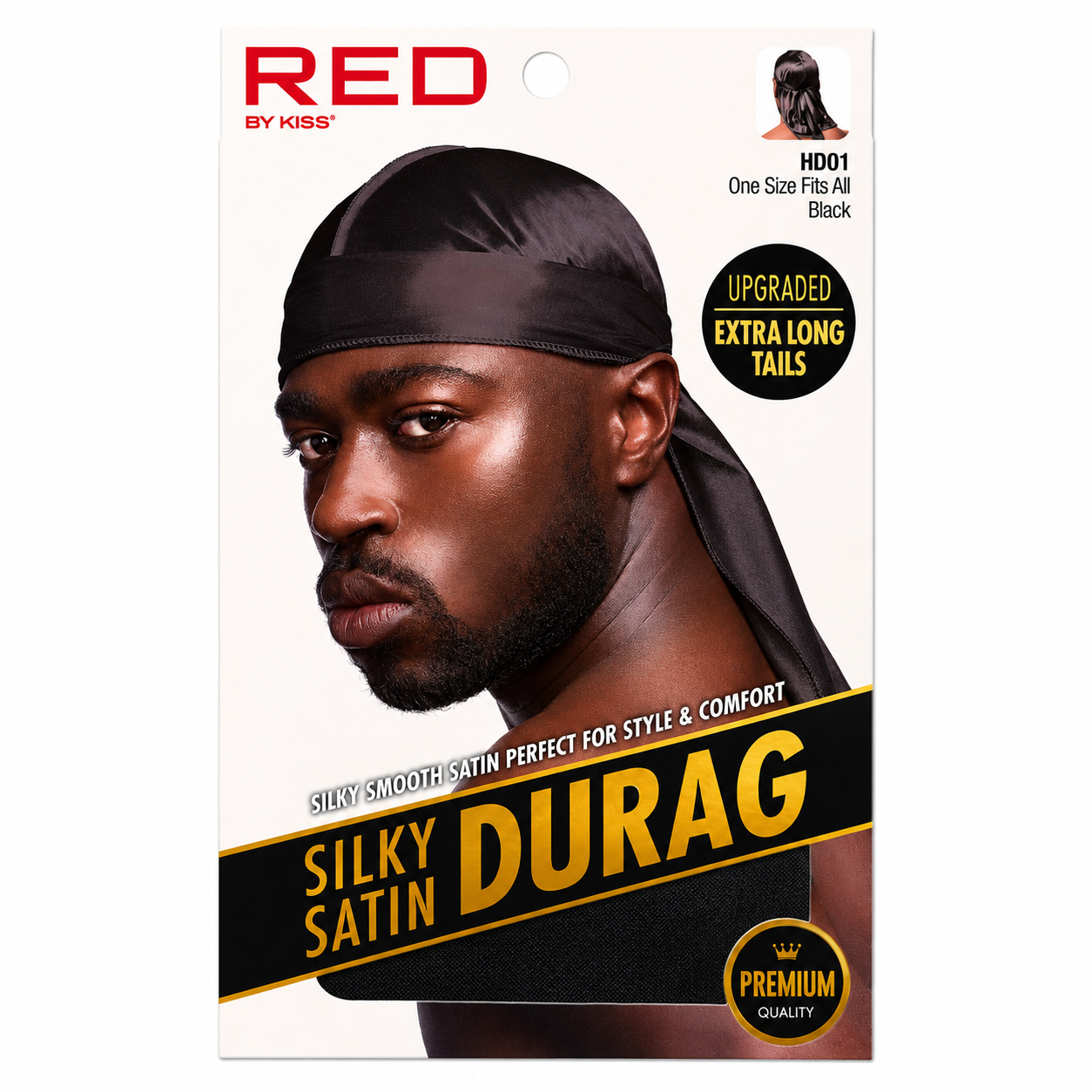 Bonnet Silky Satin Durag BLACK - RED BY KISS