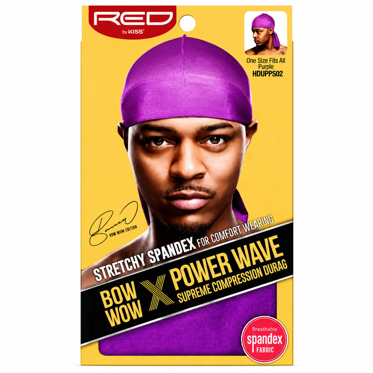 Bonnet Silky Spandex Durag PURPLE - RED BY KISS