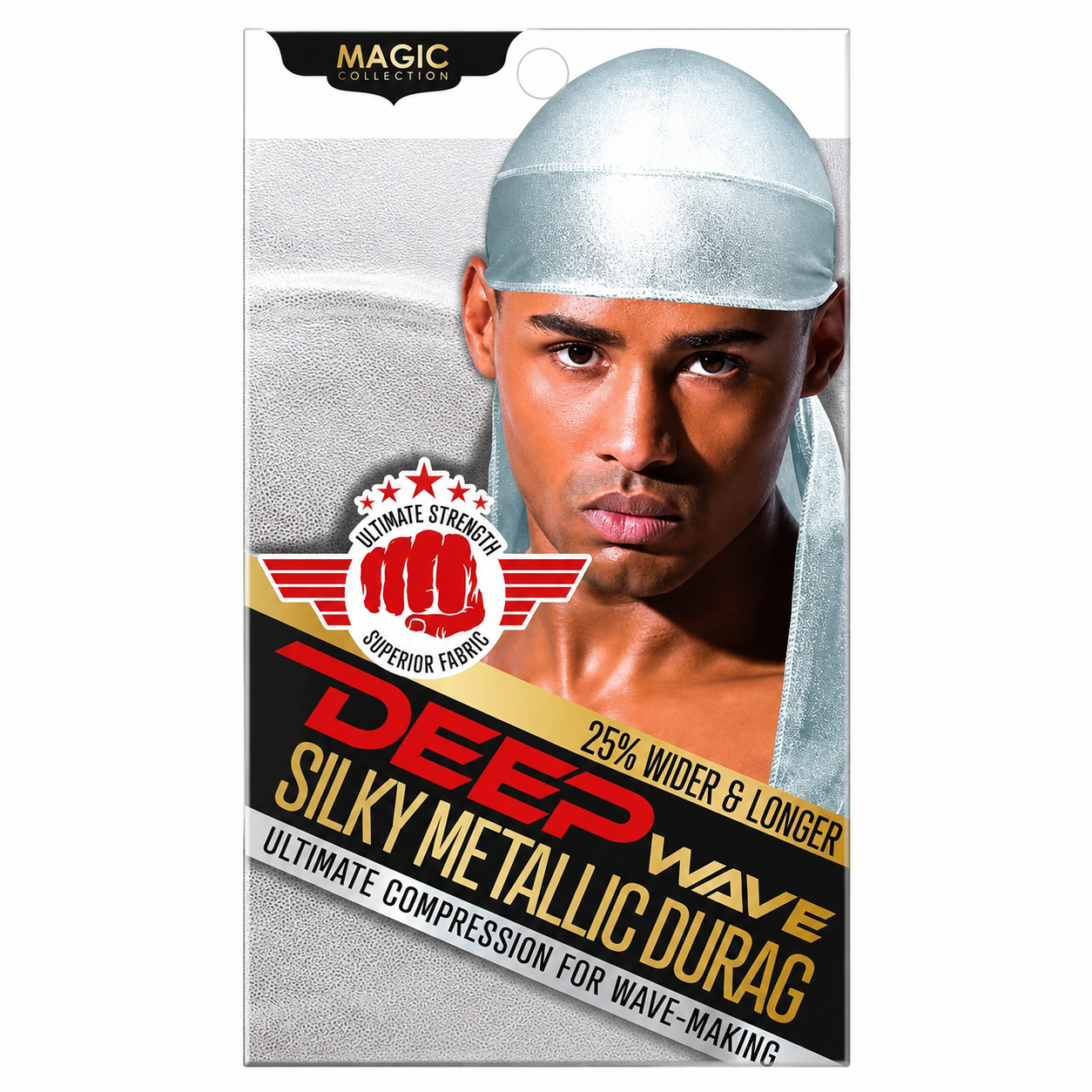Bonnet Deep Wave Silky Metallic Durag White - MAGIC COLLECTION