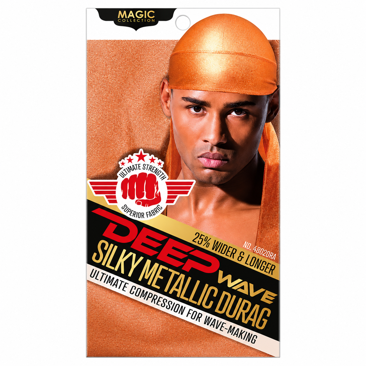Bonnet Deep Wave Silky Metallic Durag Orange - MAGIC COLLECTION