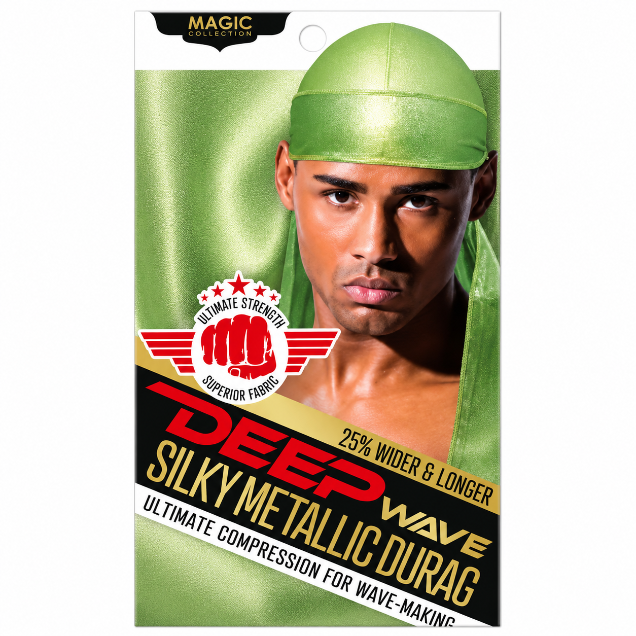 Bonnet Deep Wave Silky Metallic Durag Lime Green - MAGIC COLLECTION