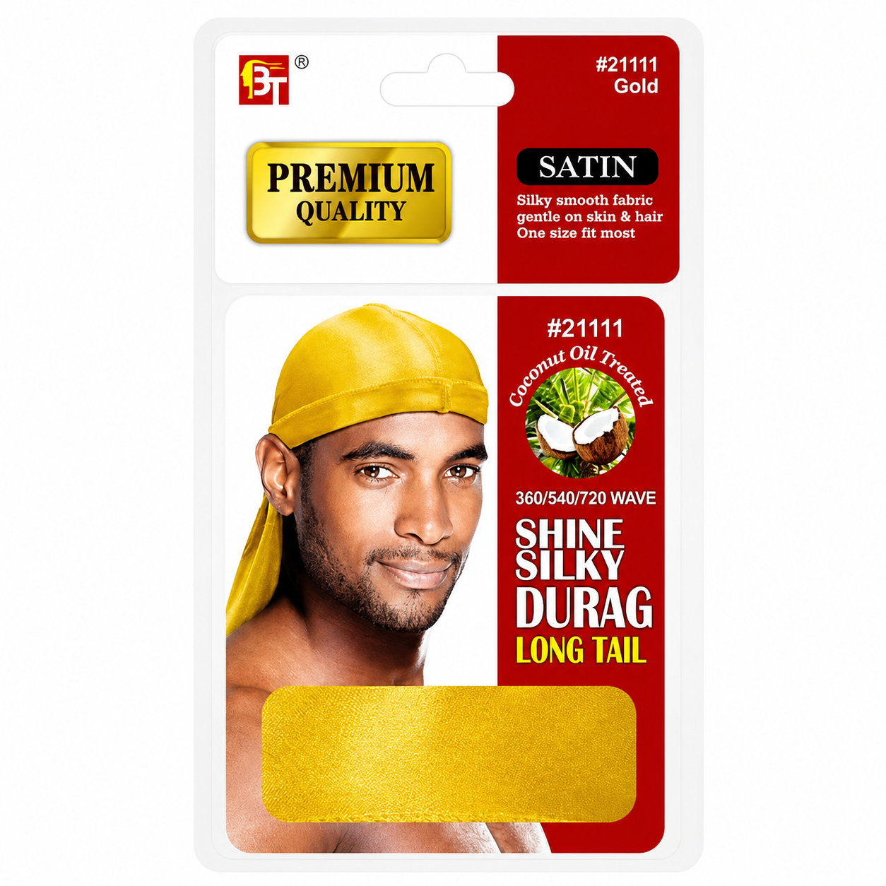 BEAUTY TOWN – Bonnet Durag en Soie couleur Jaune Or