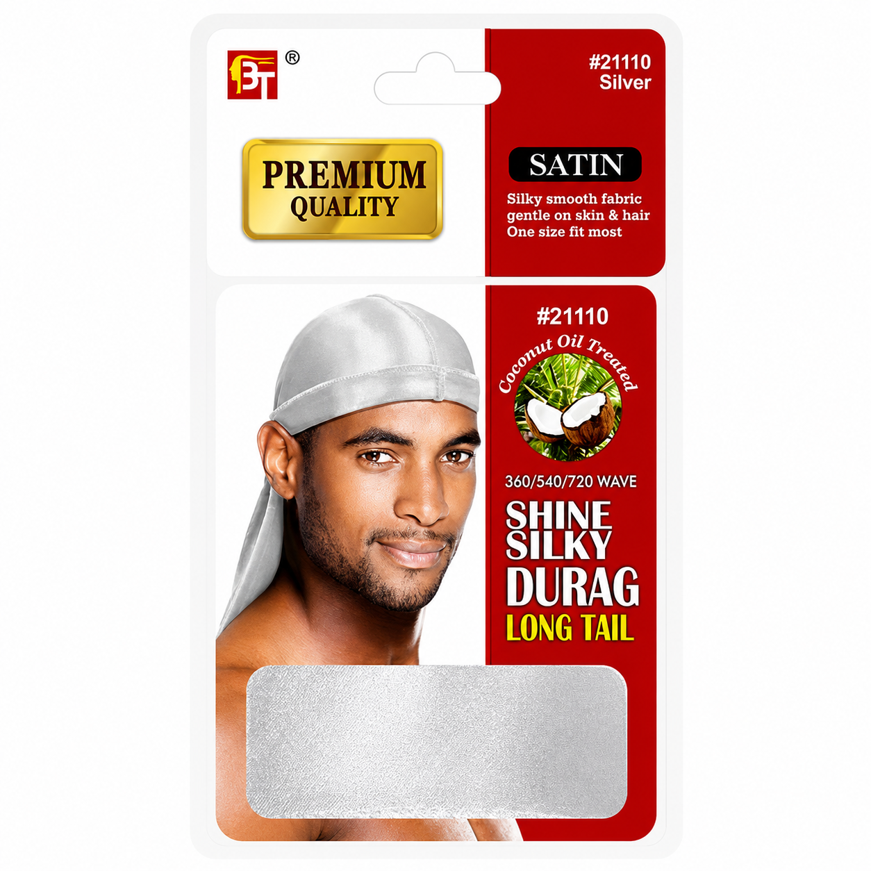 BEAUTY TOWN – Bonnet Durag en Soie couleur Silver