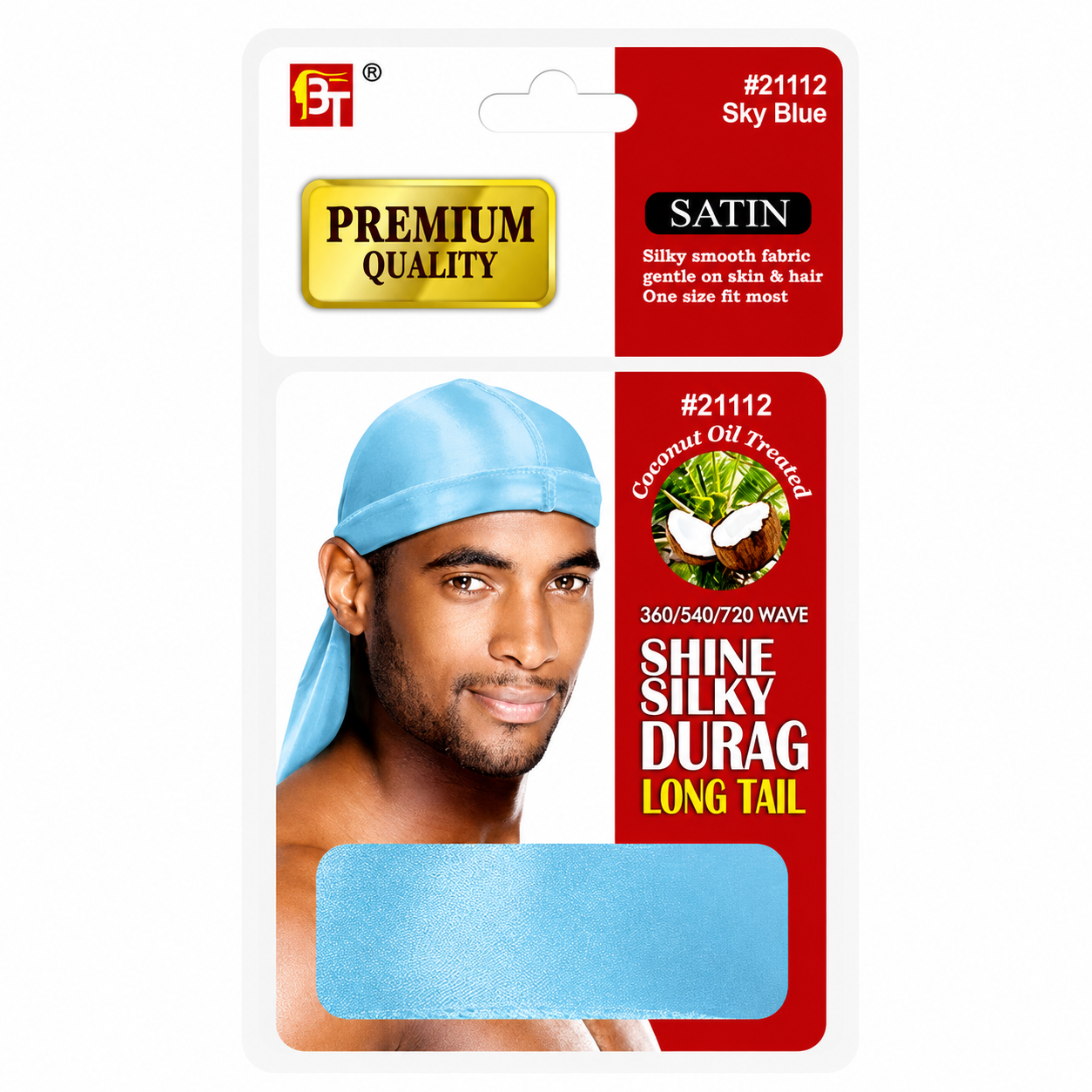 BEAUTY TOWN – Bonnet Durag en Soie couleur Sky Blue