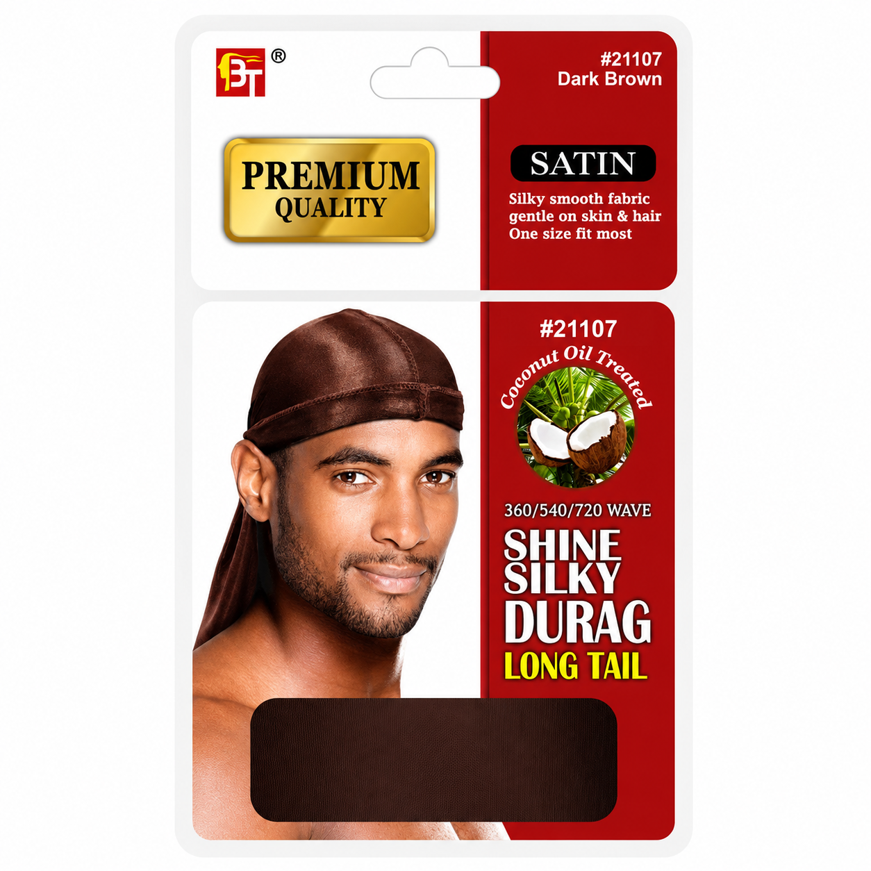 BEAUTY TOWN – Bonnet Durag en Soie couleur Châtain Foncé