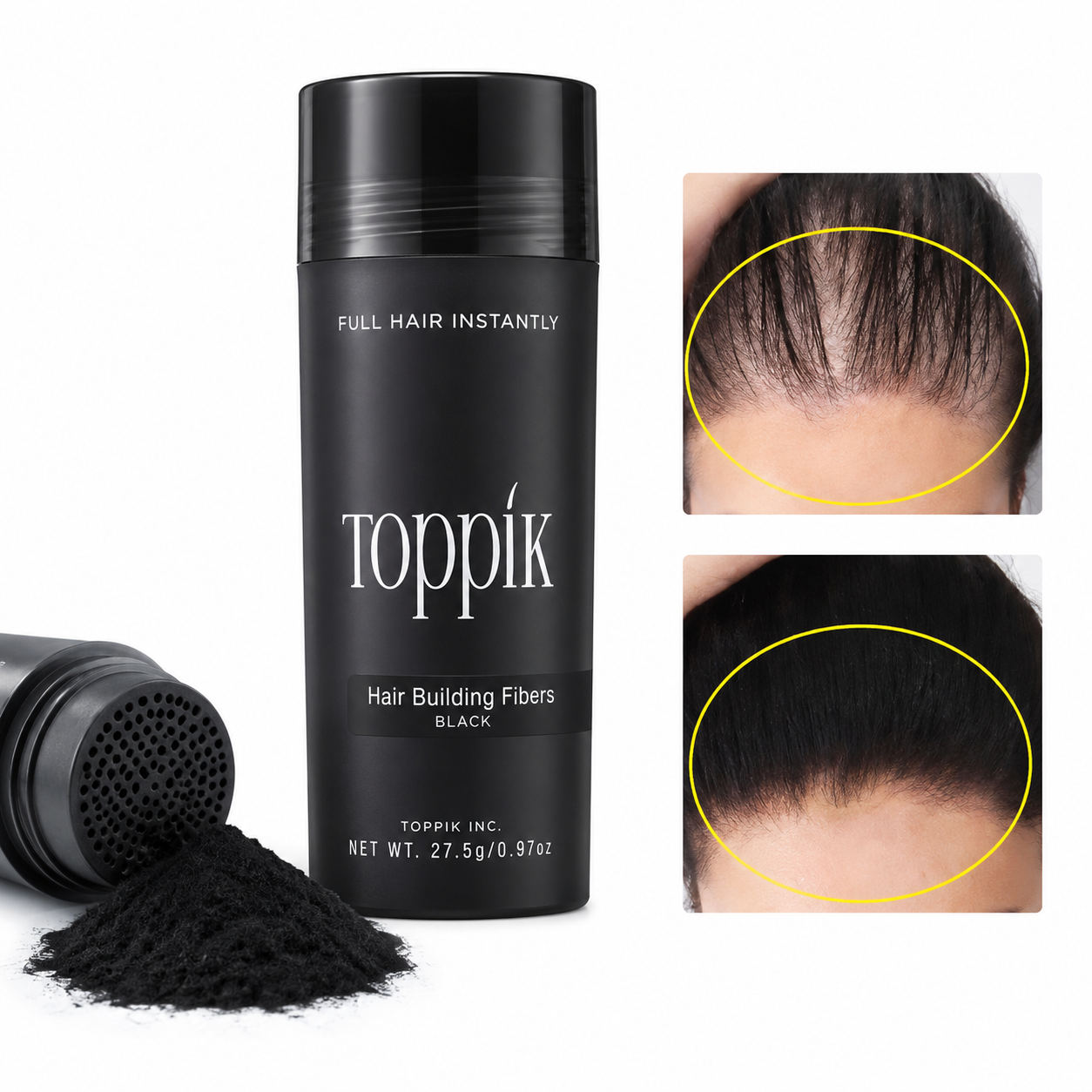 TOPPIK - Fibre Capillaire Densifiante Noir 12g