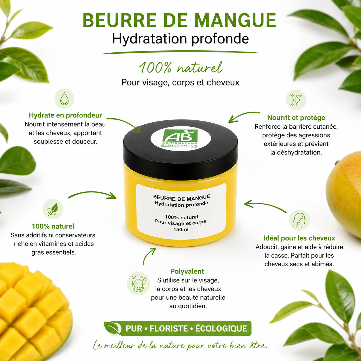 Beurre de Mangue 100% Pur 150ml - COMME GRAND MERE