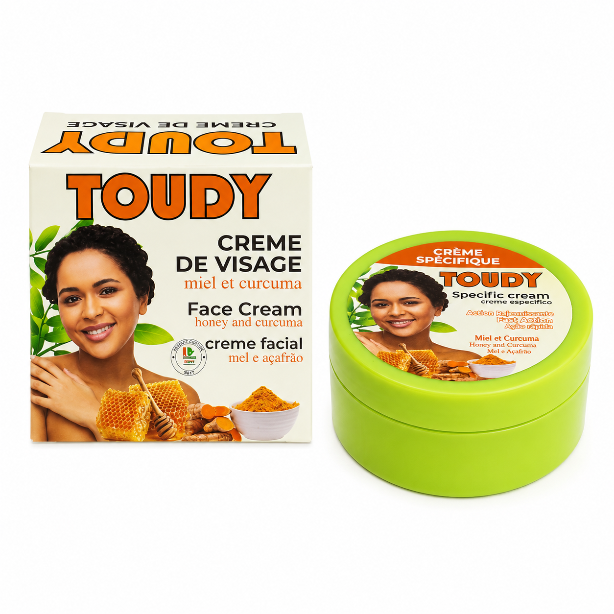 Creme de Visage Miel et Curcuma 50g - TOUDY