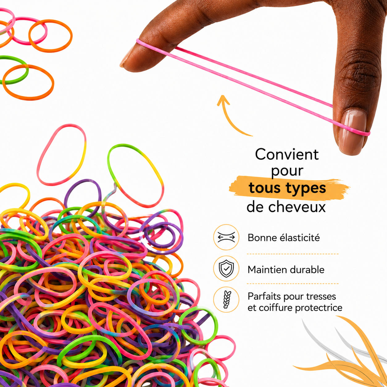 Lot De 750 Elastiques Mini Colorés - MAGIC AFRO