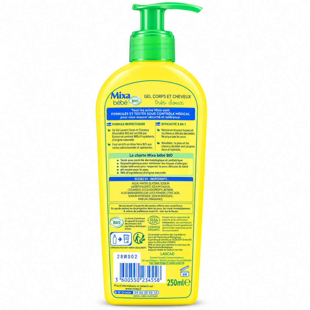 Gel Corps et Cheveux BEBE 250ml - MIXA