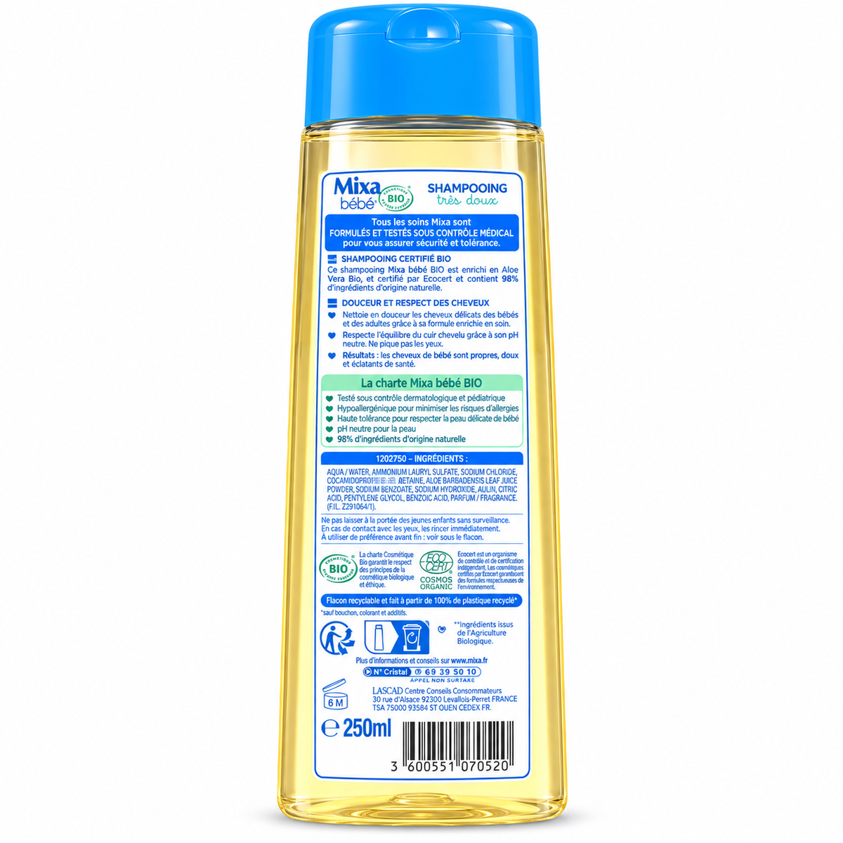Shampoing très doux BEBE 250ml - MIXA
