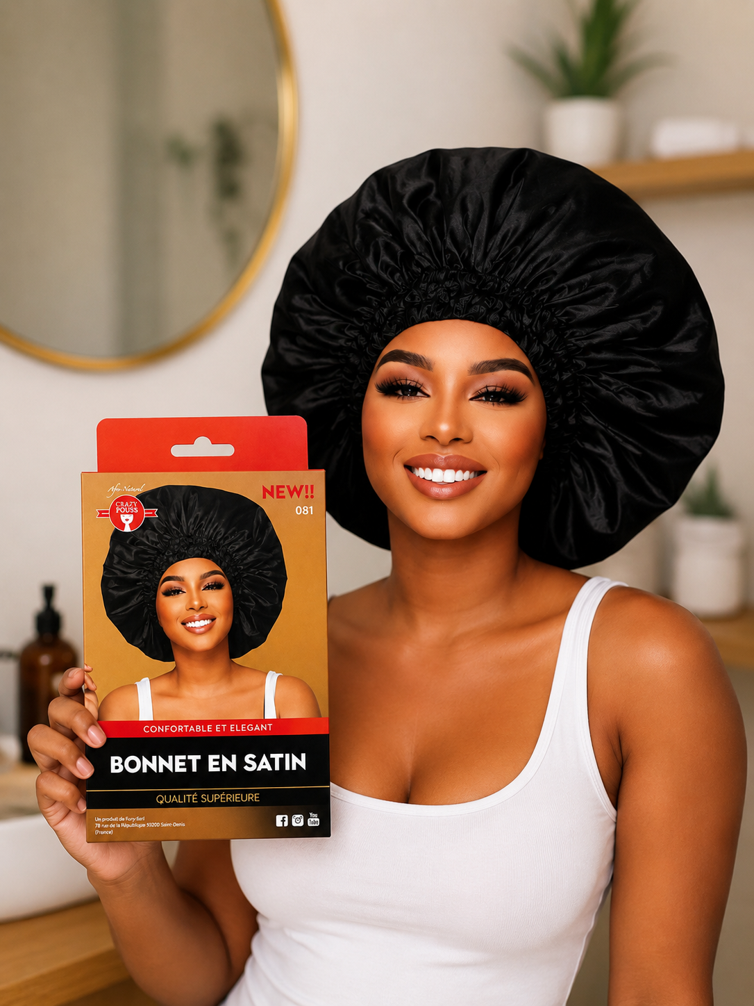 Bonnet en Satin Artisanale 081 - CRAZY POUSS