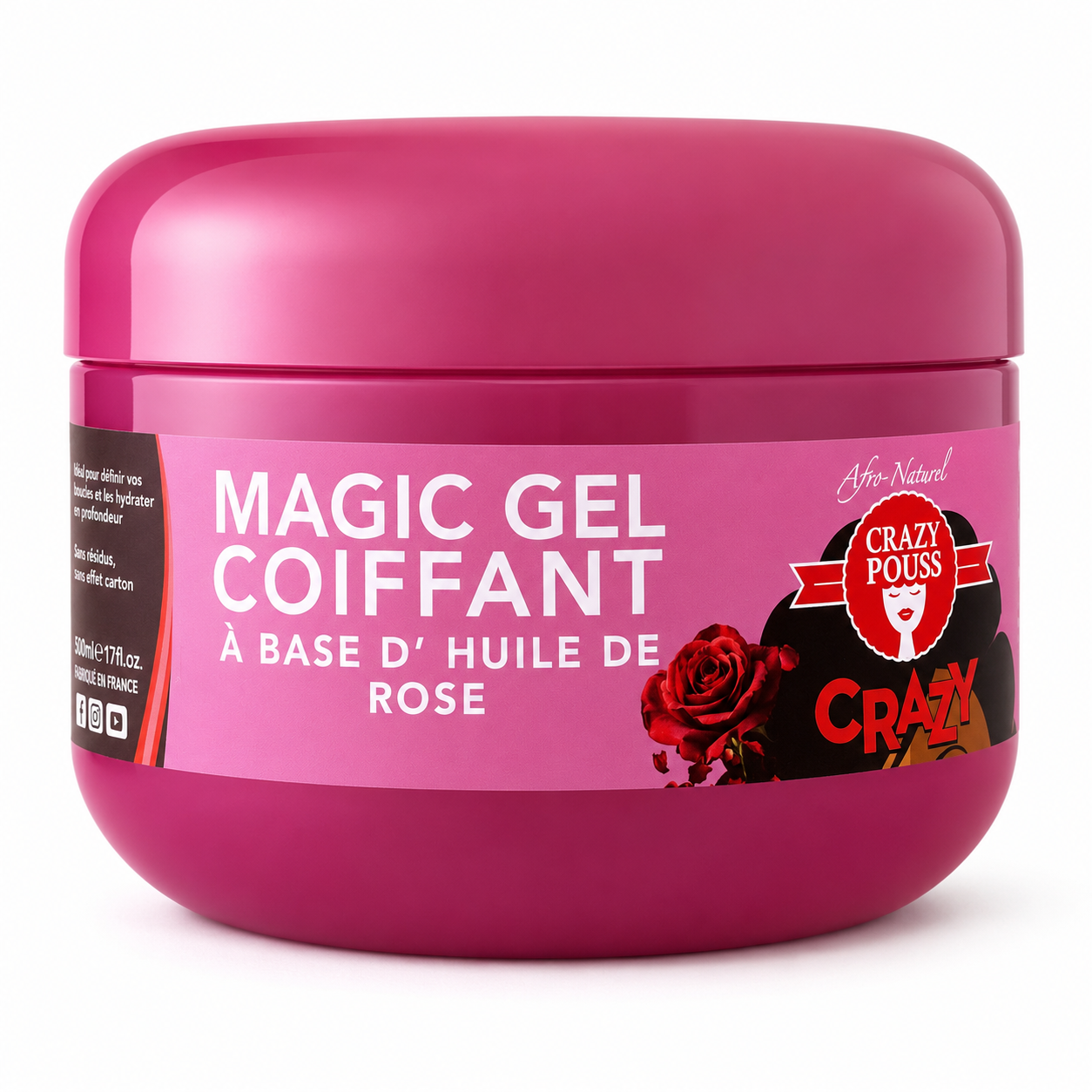 Gel Coiffant MAGIC HUILE DE ROSE 500ml - CRAZY POUSS