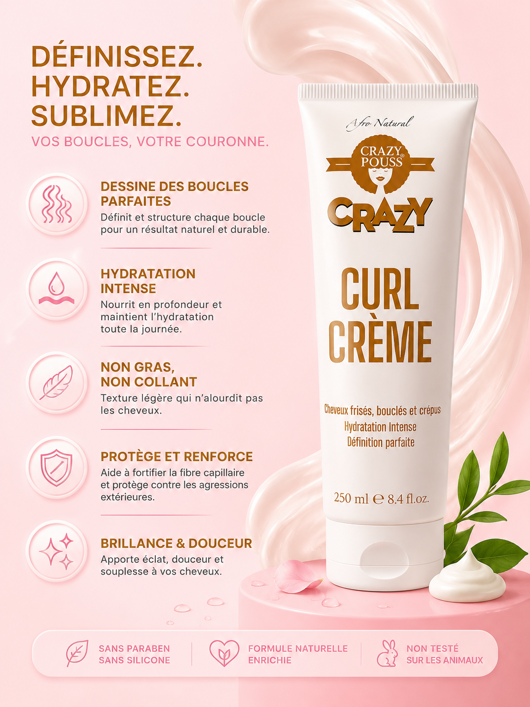 Curl Crème 250ml - CRAZY POUSS