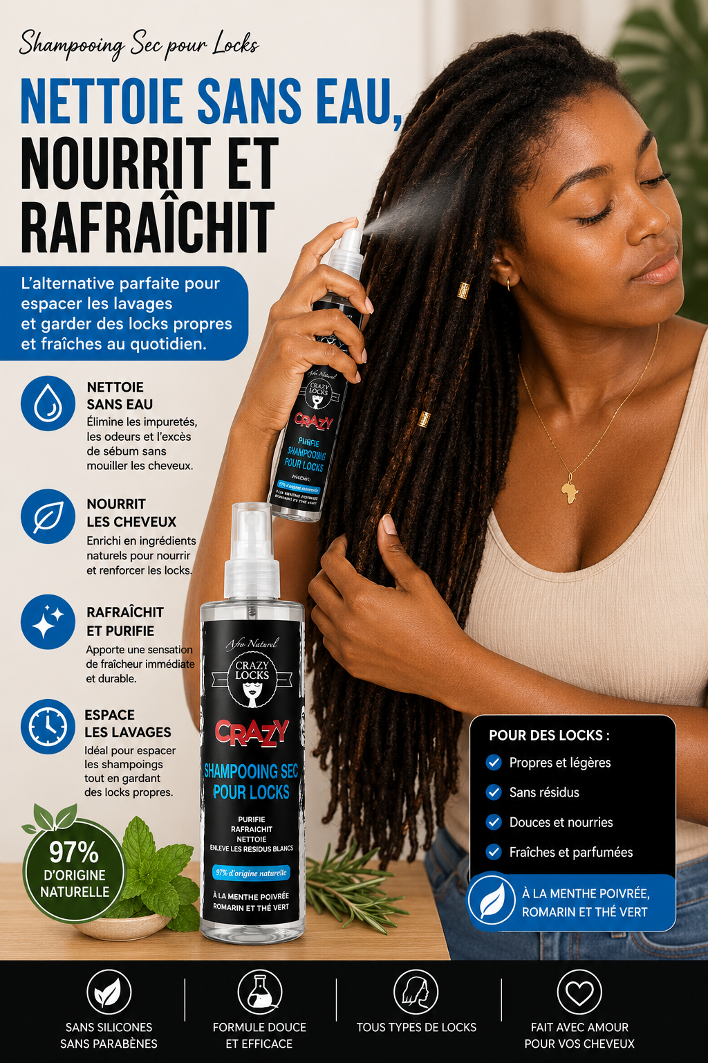 Shampoing Sec Locks 250ml CRAZY LOCKS - CRAZY POUSS