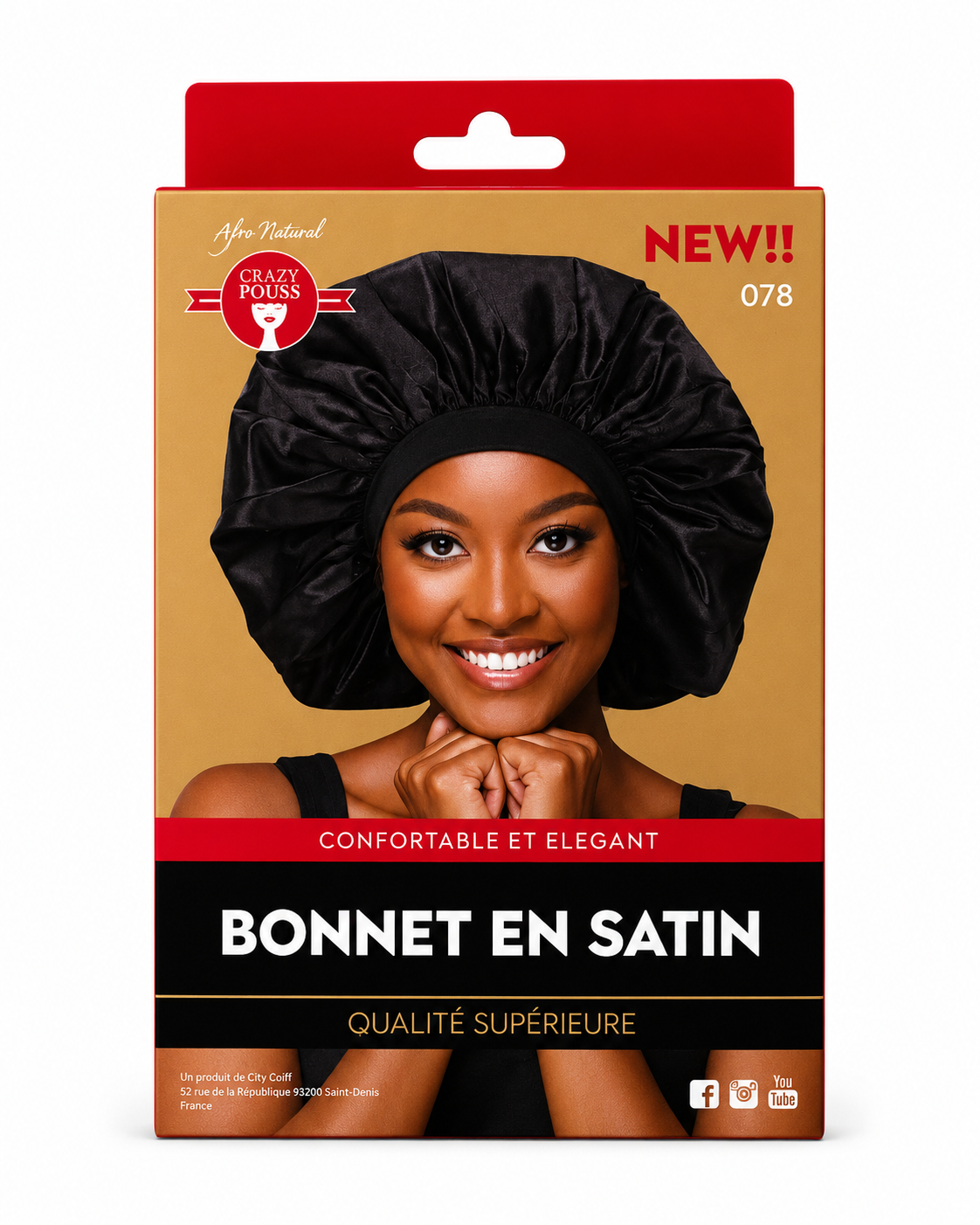 Bonnet en Satin Artisanale 078 - CRAZY POUSS
