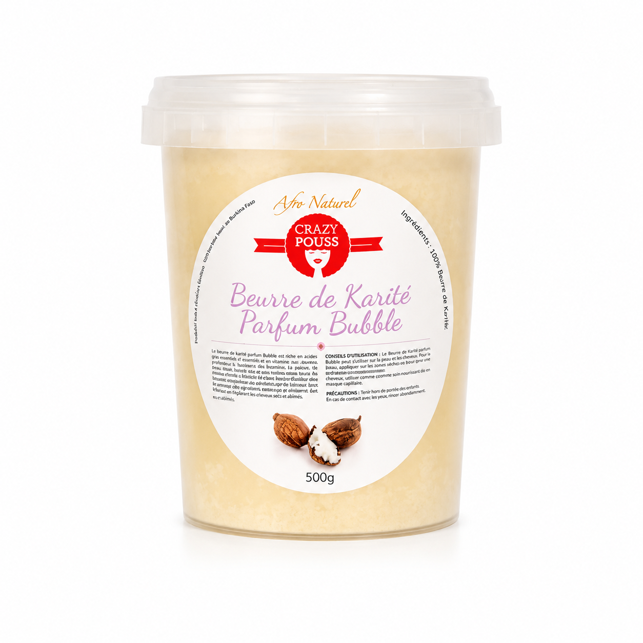Beurre de Karité 100% PURE Parfum Bubble 500g - CRAZY POUSS