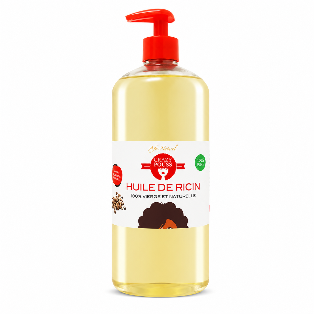 Huile de ricin 100% PURE ET VIERGE 1L - CRAZY POUSS