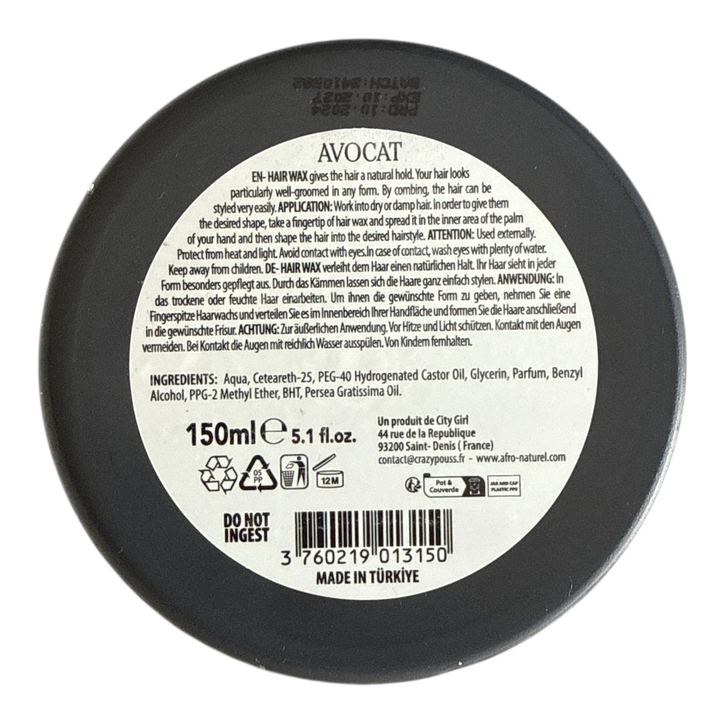 Cire Coiffante Avocat AFROWAX 150ml - CRAZY POUSS