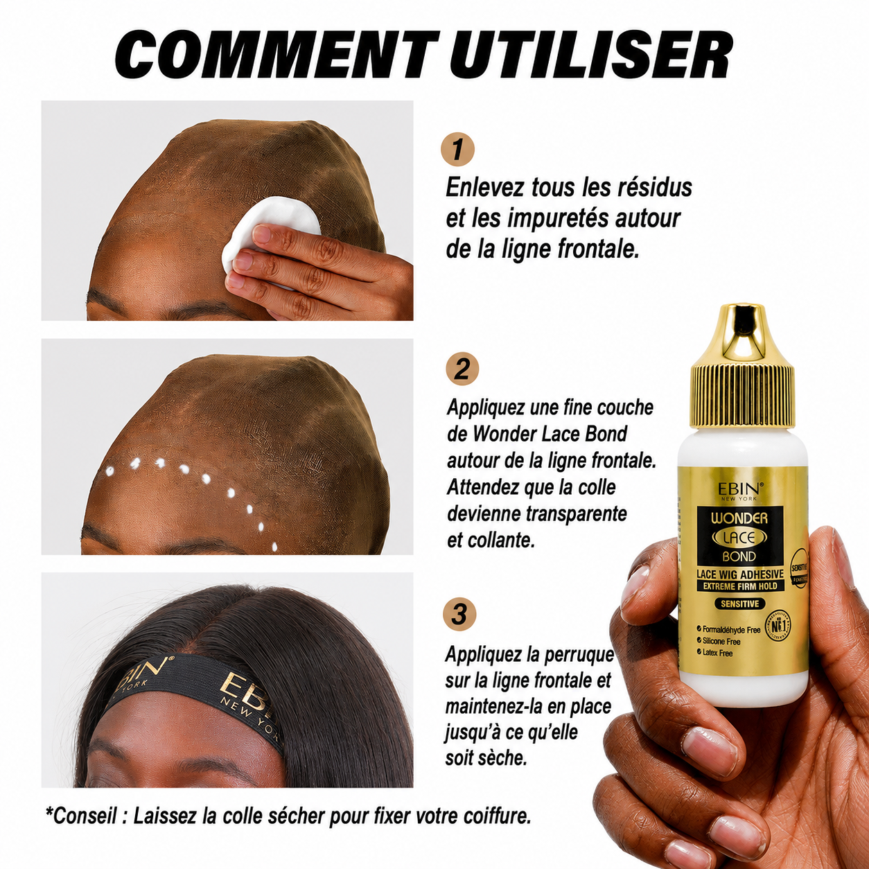EBIN - Wonder Lace Bond Lace Wig Adhesive Extreme Firm Hold SENSITIVE 34ml