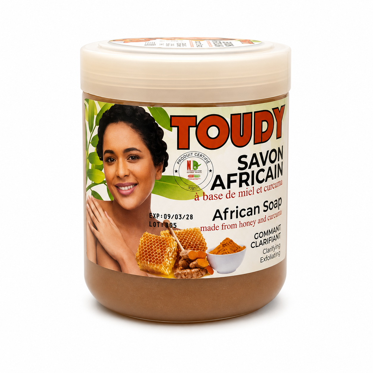 Savon Gommant Noir & Curcuma 670g - TOUDY