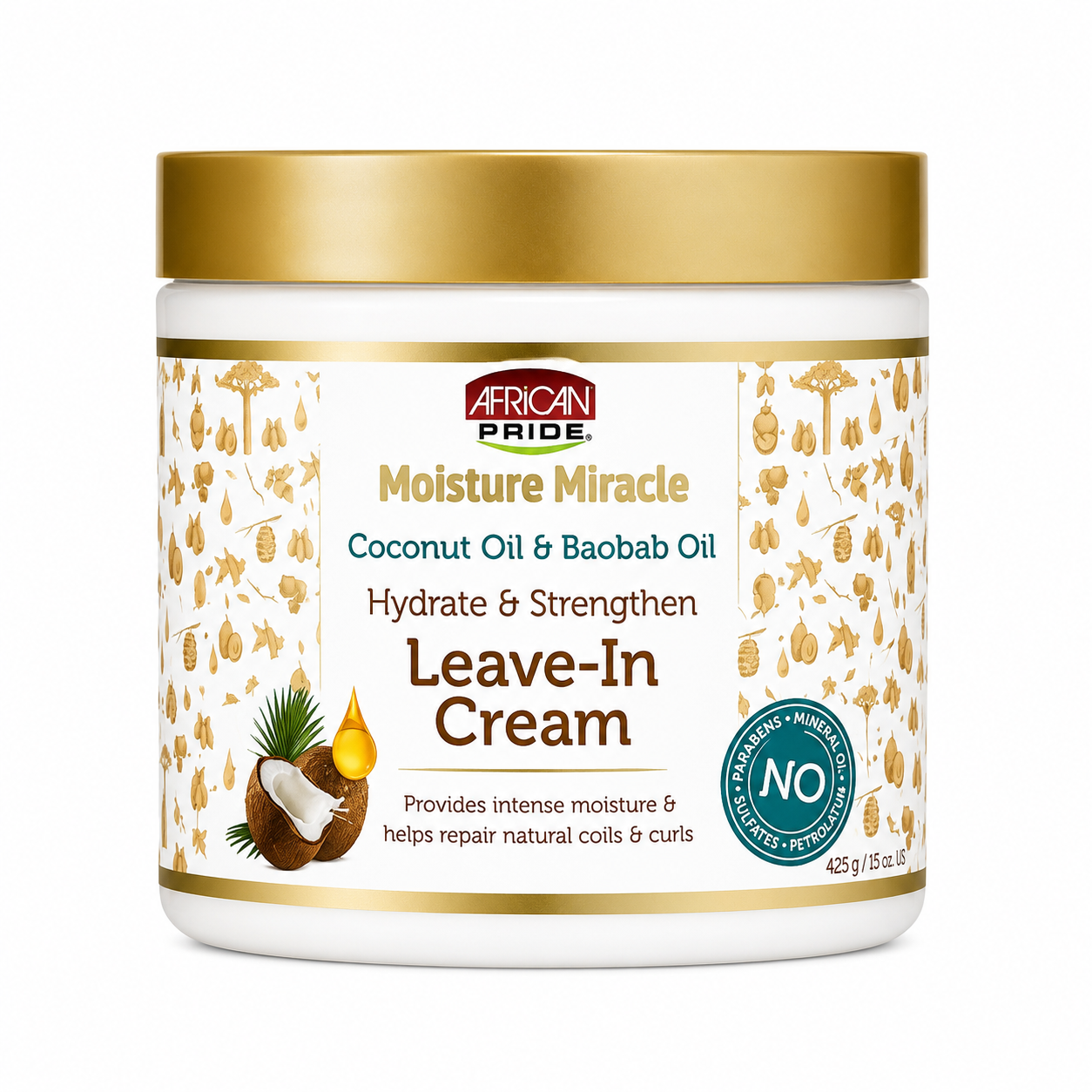 Leave-In Crème Baobab & Coco 425g - AFRICAN PRIDE MOISTURE MIRACLE