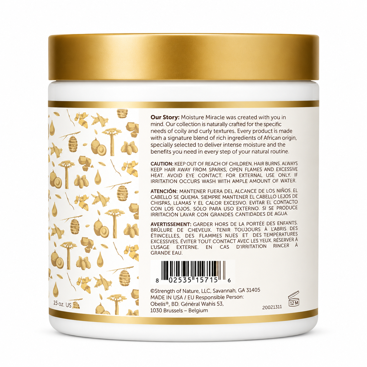 Leave-In Crème Baobab & Coco 425g - AFRICAN PRIDE MOISTURE MIRACLE