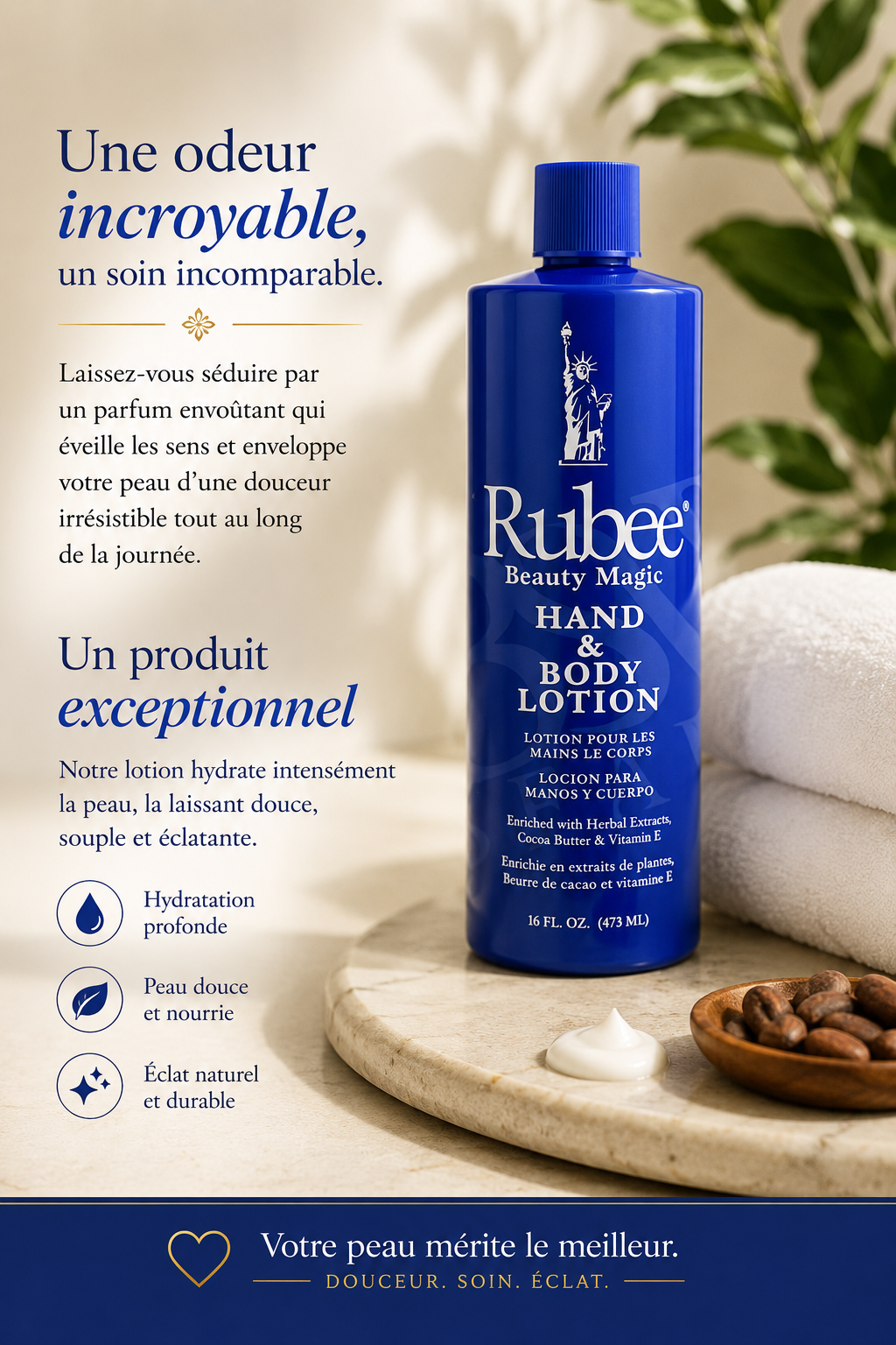 Lait Corporel Hand & Body Lotion 453g - RUBEE