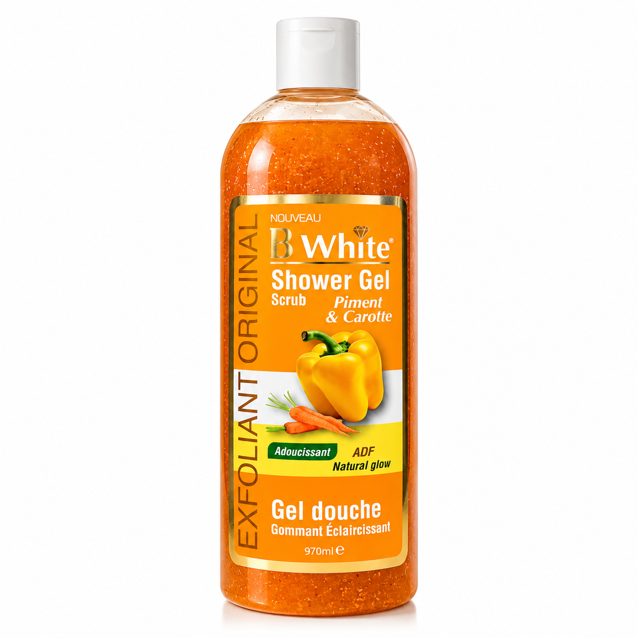 Gel Douche Gommant Piment & Carotte 1000ml - B WHITE