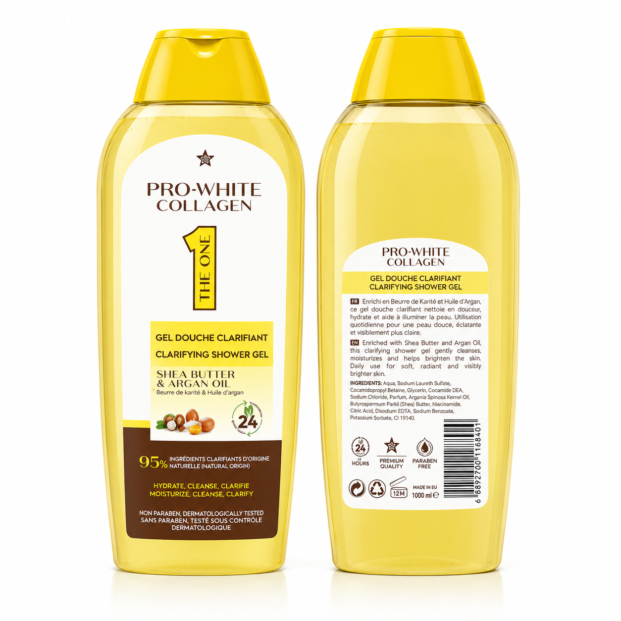 Gel Douche Clarifiant Karité et Jaune d'Oeuf 750ml - PRO WHITE COLLAGEN