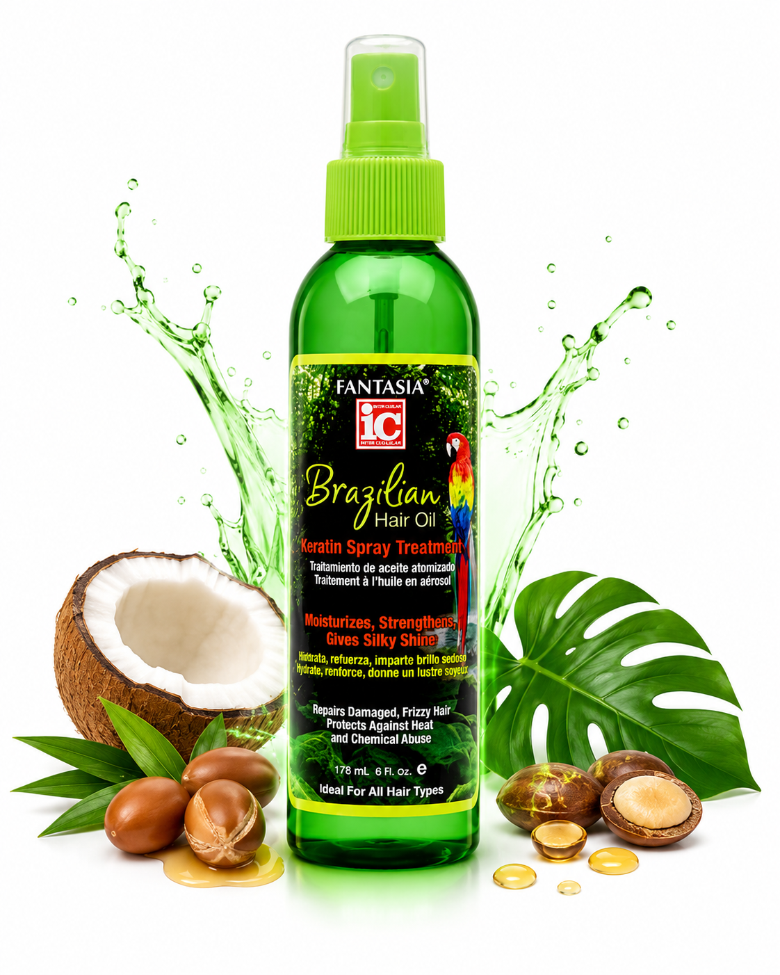 Spray Brazilian Hair Oil Keratin Serum 171ml - IC FANTASIA