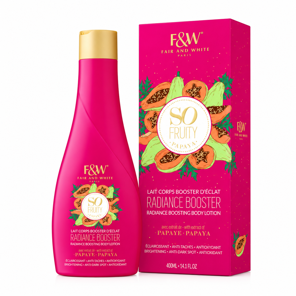 Lait corps booster d’éclat à la Papaye 400ml - FAIR & WHITE