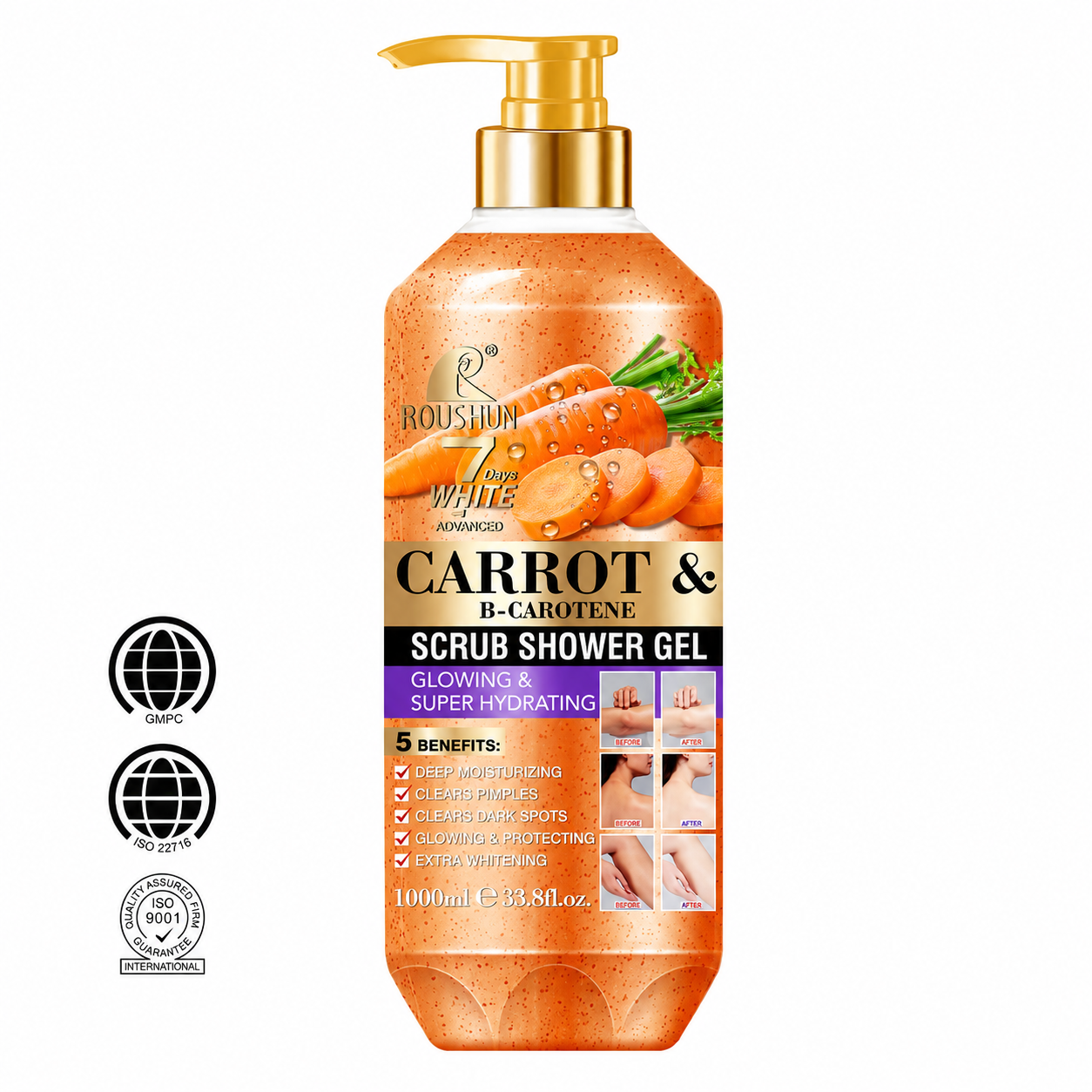 Gel Douche Gommage Carotte 1L - ROSHUN