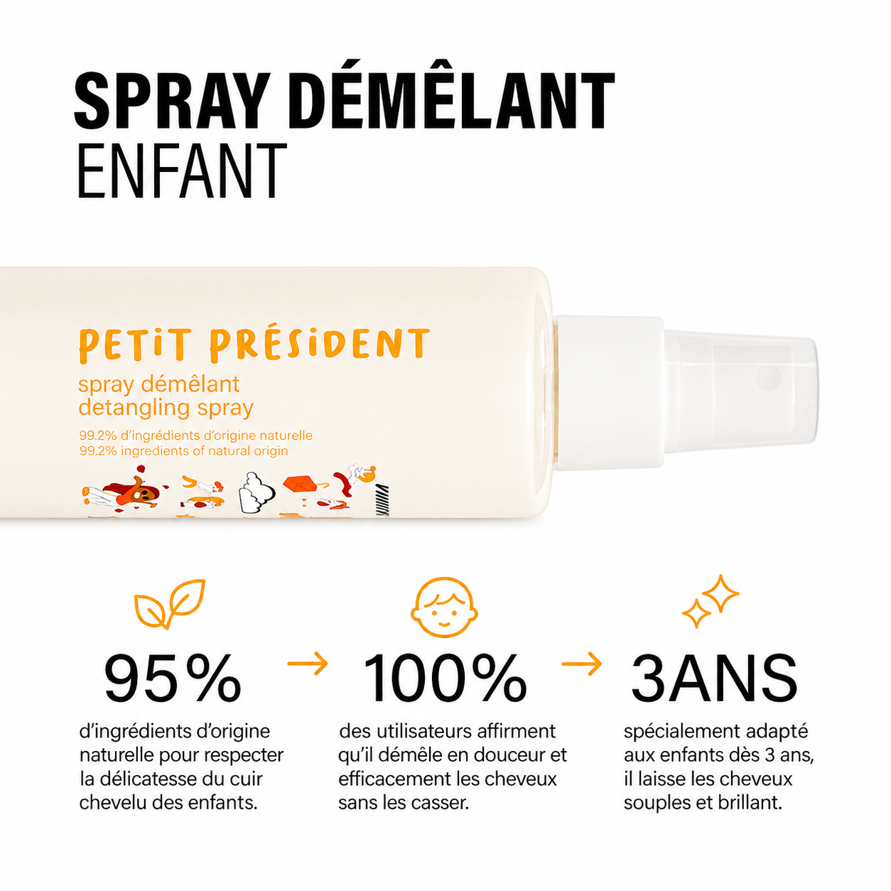 Spray Demelant Enfant Petit Président 200ml - MADAME LA PRESIDENTE