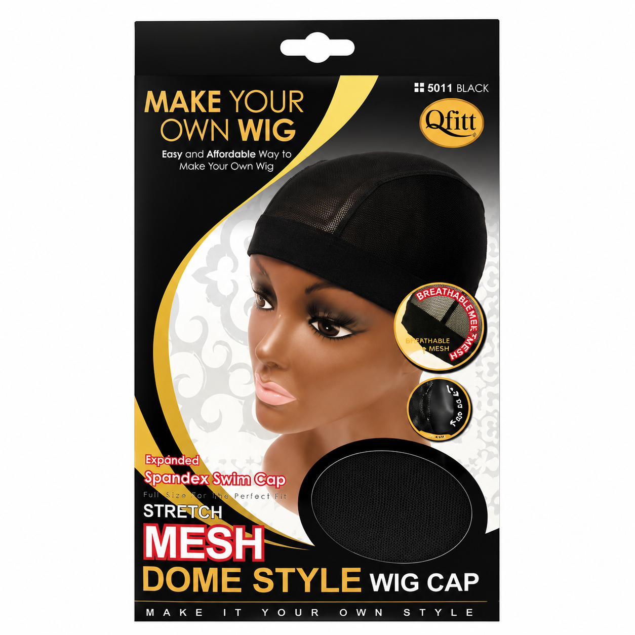 Bonnet Mesh Dome Style Wig Cap Black - QFITT