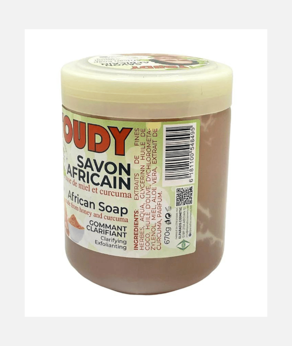 Savon Gommant Noir & Curcuma 670g - TOUDY