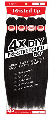 OUTRE - Crochet Braid XPression Twisted Up Pre-Streched 4X DIY 50" 1B