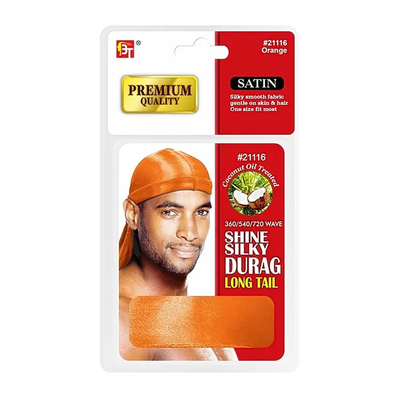 BEAUTY TOWN – Bonnet Durag en Soie couleur Orange BEAUTY TOWN