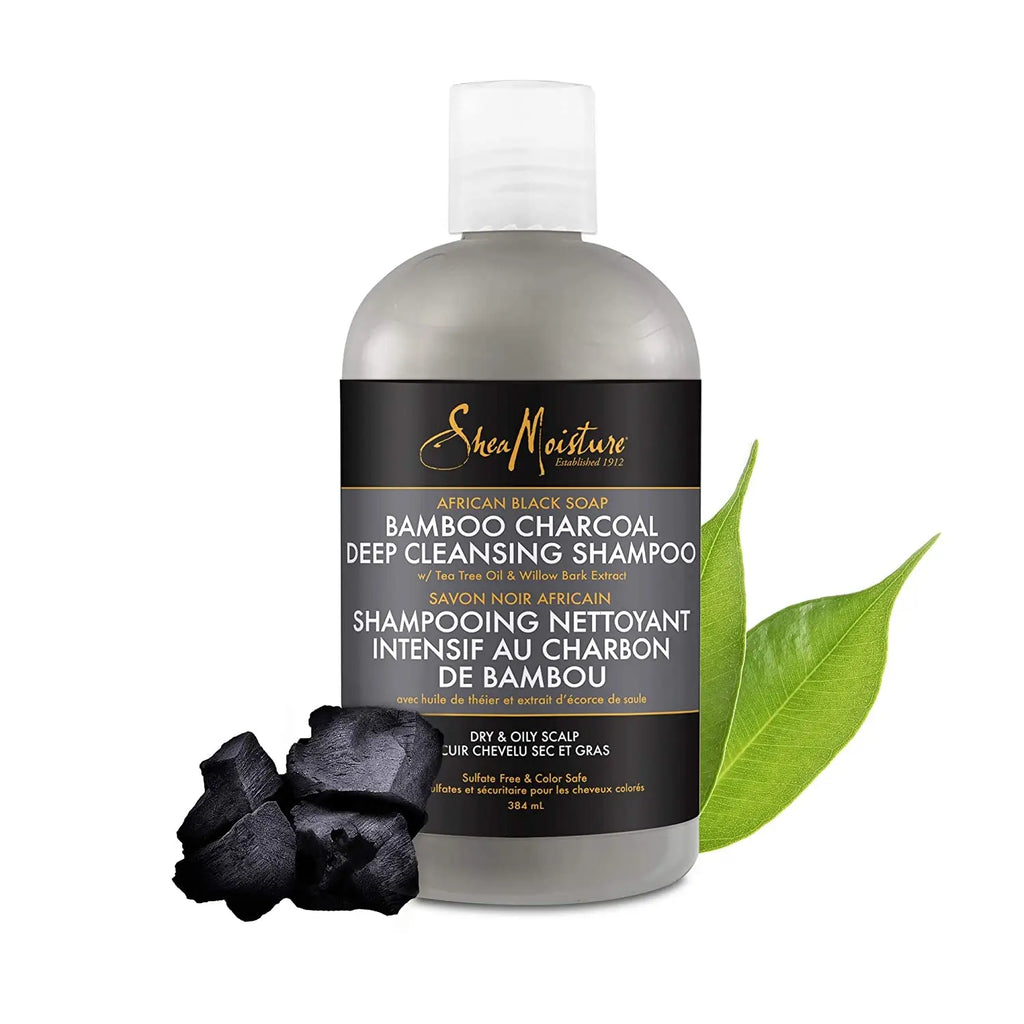SHEA MOISTURE – AFRICAN BLACK SOAP - BAMBOO CHARCOAL - Deep Cleansing Shampoo 384ml SHEA MOISTURE