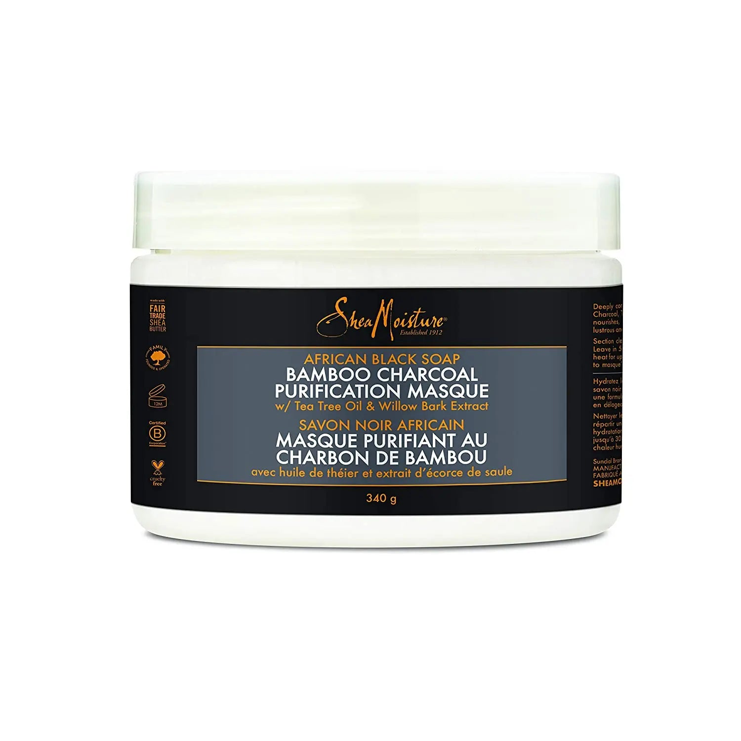 SHEA MOISTURE – AFRICAN BLACK SOAP - BAMBOO CHARCOAL - Purification Masque 340g SHEA MOISTURE